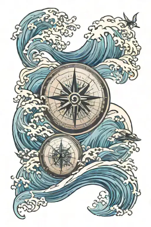 Boat Compass Wave