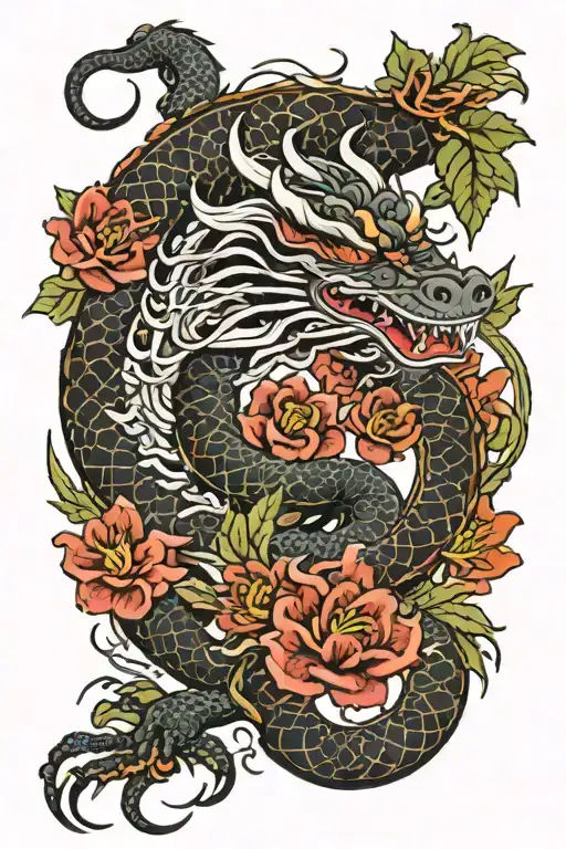 Dragon And Flowers