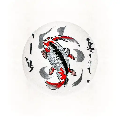 Koi Fish With Jka Logo Black And Red