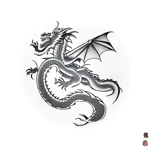 A Dragon Wrapped Around A Katana On A Japanese Cherry-tree Background