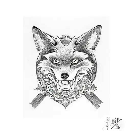 A Traditional Japanese Yakuza Symbol Incorporating A Fox Motif