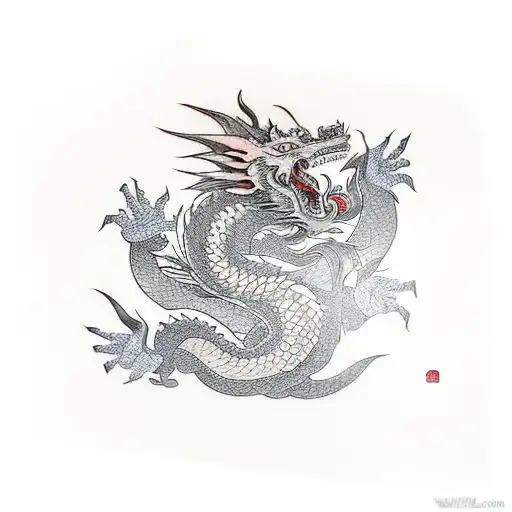 A Dragon Burns A Wounded Samurai