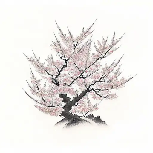 Cherry Blossom Tree On Shoulder