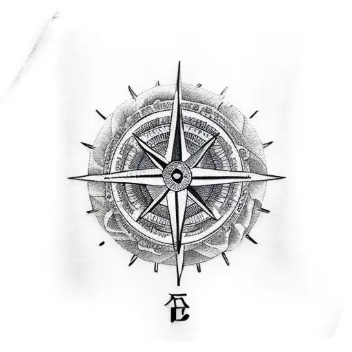 Lion And Compass Tattoo On Forearm