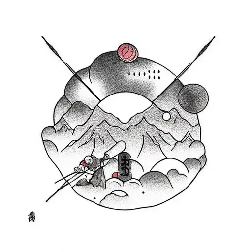 Juggler Playing With Poi On A Rock With A Full Moon