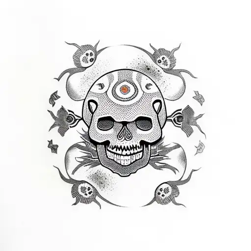 Tree Of Life With Skull And Coi Fish