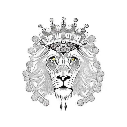 An Elegant Lion With A Crown Made Of Intricate Mechanical Gears