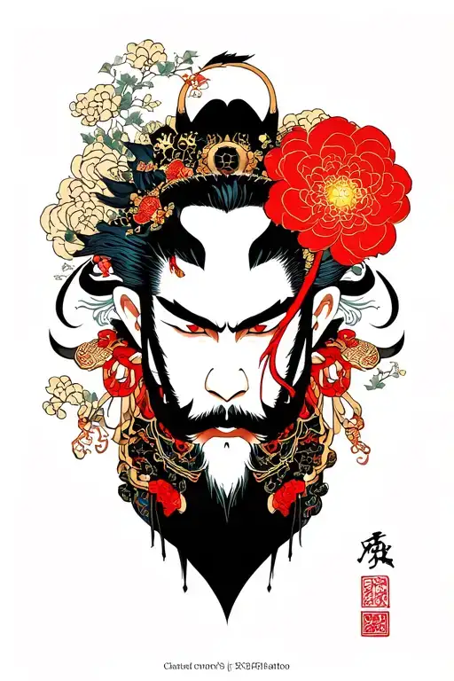 Male Japanese Mythology Inspired Tattoo Design