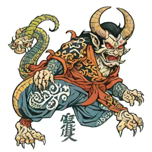 A Demon Holding The Numbers 777