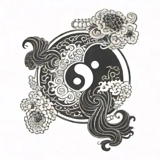 Yin Yang Symbol Merging Together To Form