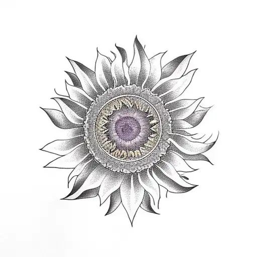 Sunflower With Lavenders