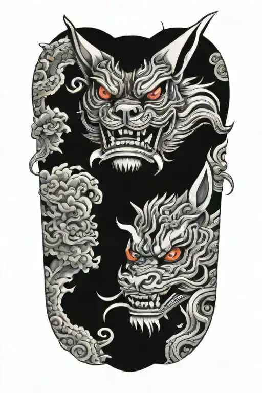 Oni Mask With Kitsune Mask