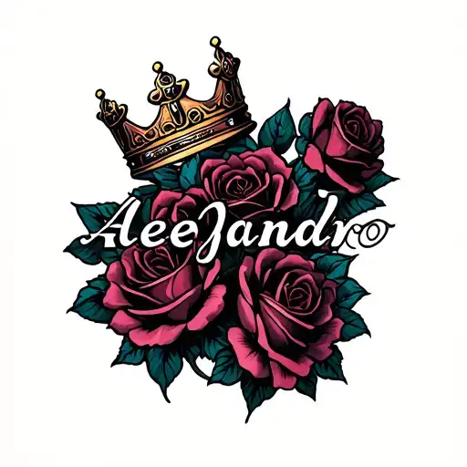 Name Alejandro With Roses And King Crown
