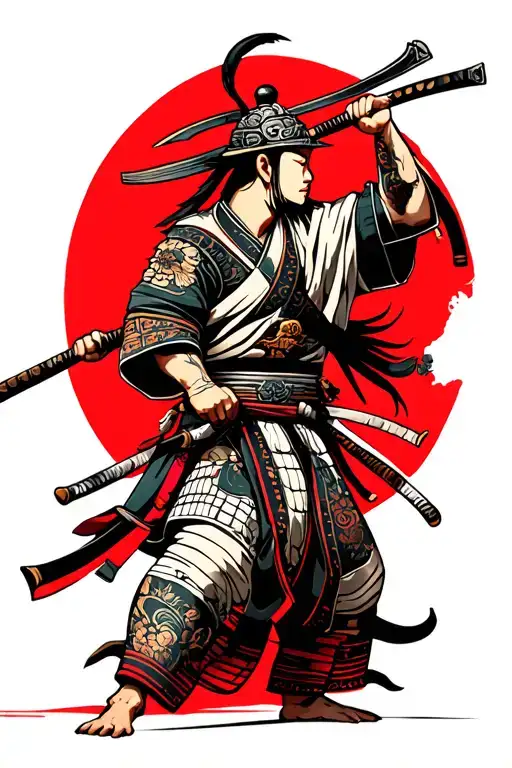 Samurai Warrior Battling