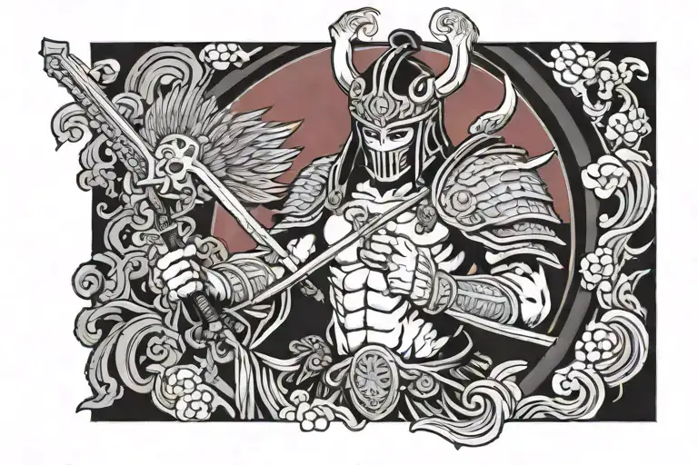 Arch Angel With Spartan Mask Holding Sword