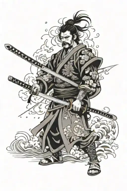 Samurai And Katana Surrounded