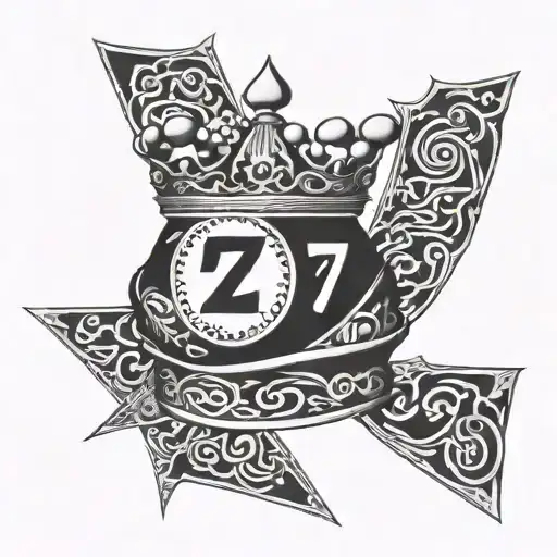 Crown With 2 Hidden Triangles Over The Number 77