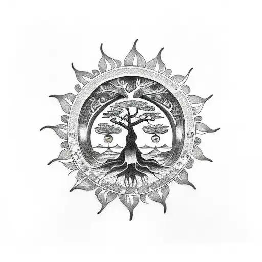 Tree Of Life And Sun