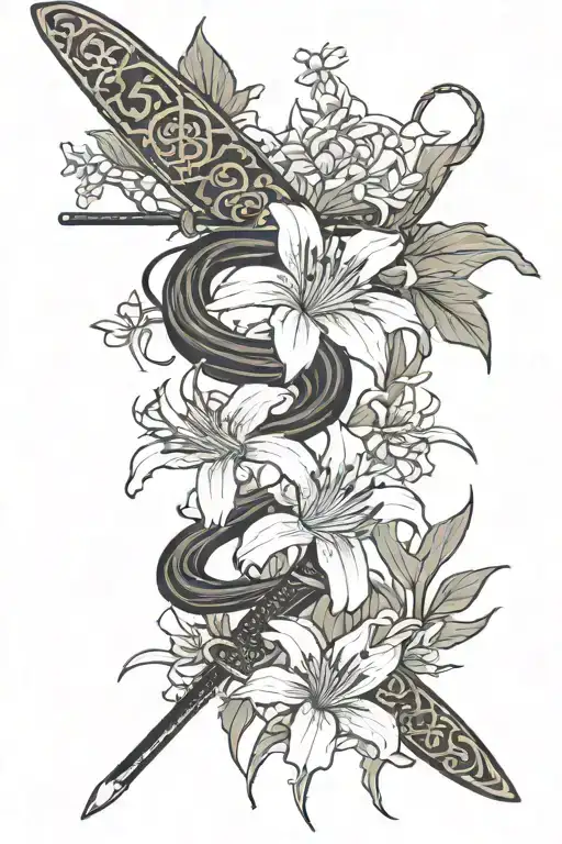 Japanese Sword And Spider Lily