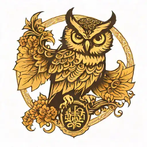 Owl And Coat Of Arms