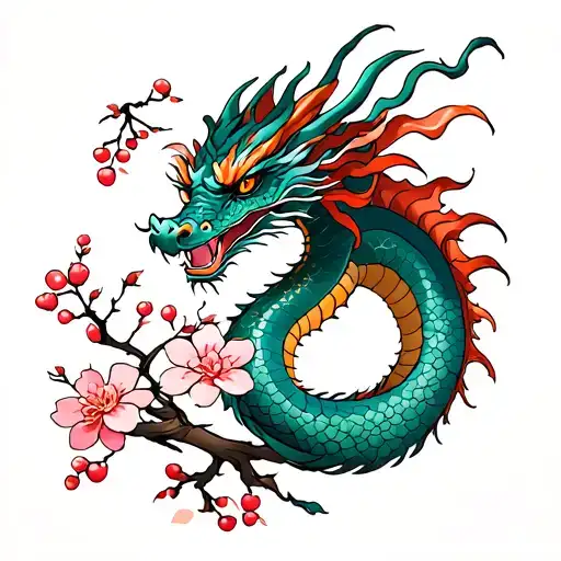 Dragon With Cherry Blossoms