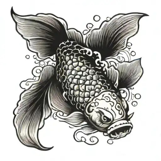 Japanese Koi Fish Swimming Upstream