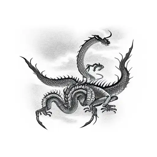 Dragon Fighting A Scorpion