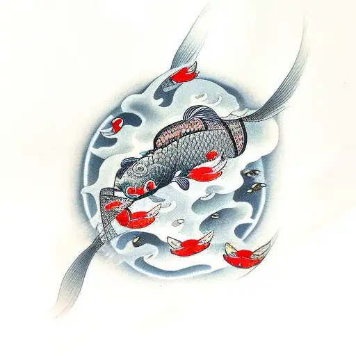 Black And Red Koi Fish