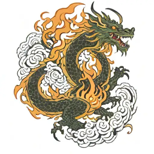 Dragon And Fire Flames