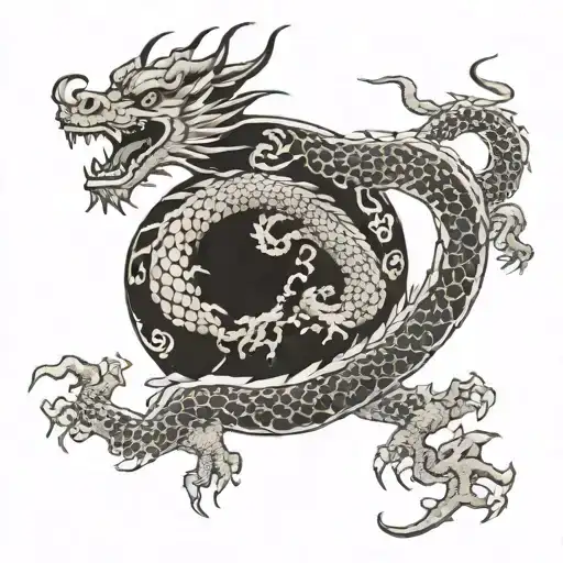 Oriental Dragon With Temple