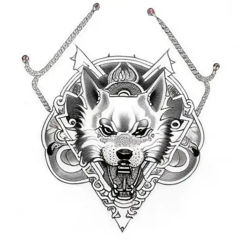 Yakuza Tattoo Depicting A Three-headed Dog On A Chain