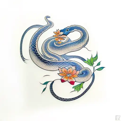 Snake With Flowers On Neck