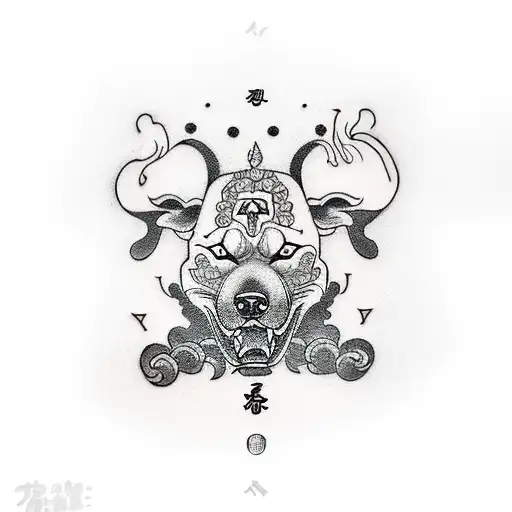 Yakuza Tattoo Depicting A Three-headed Chained Up Dog