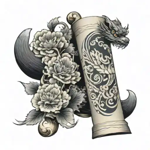A Scroll With Decorations To Put Dates On The Arm