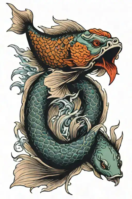 Koi Fish Transforming Into A Dragon