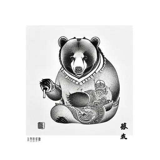 Bear Sitting Smoking Pipe