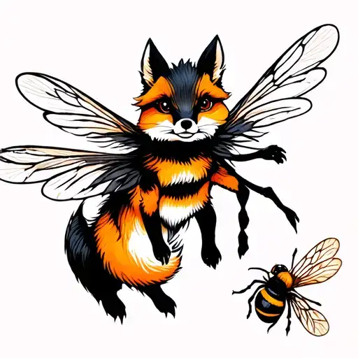 Fox And Bee Flying
