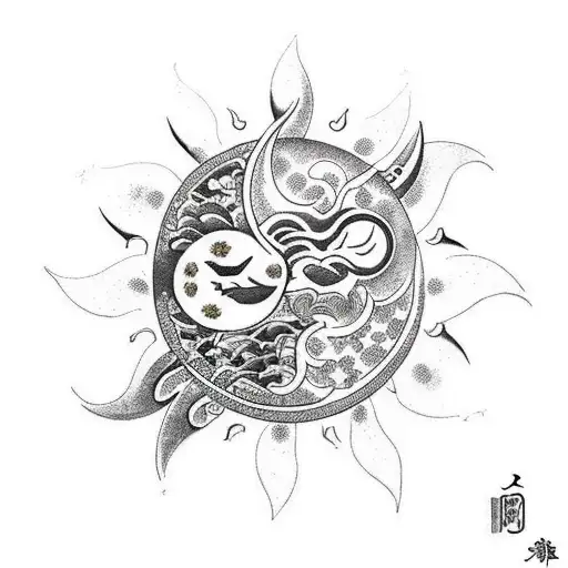 Sun And Moon With Spikes