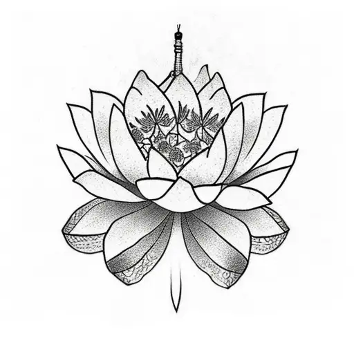 Lotus Flower And Cherry Blossom