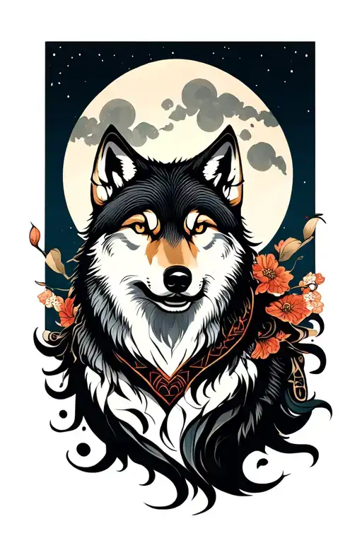 Wolf And Moon