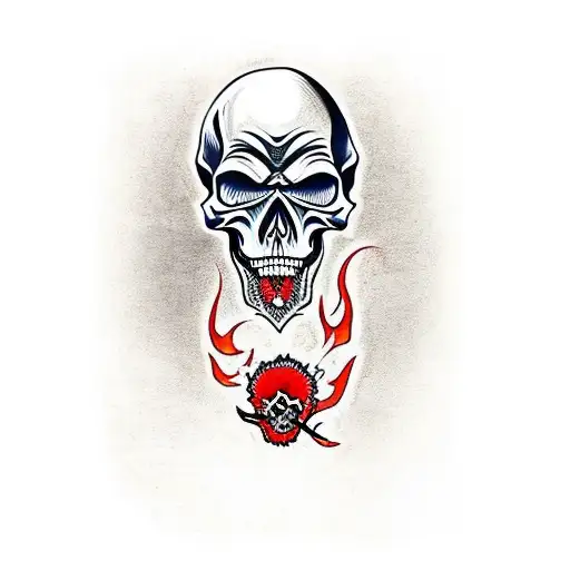 Fiery Skull With Number 11 In It's Mouth