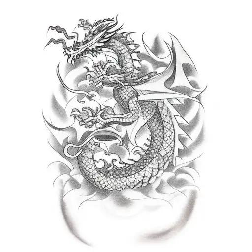 Dragon Wrapped Around A Temple