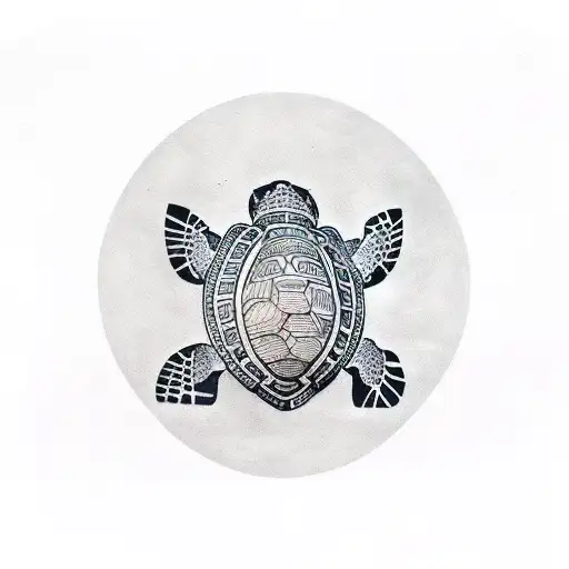 Polynesian Turtle Design Over Right Sholde To Back