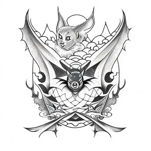 Sleeve Design With Bat And A Witch