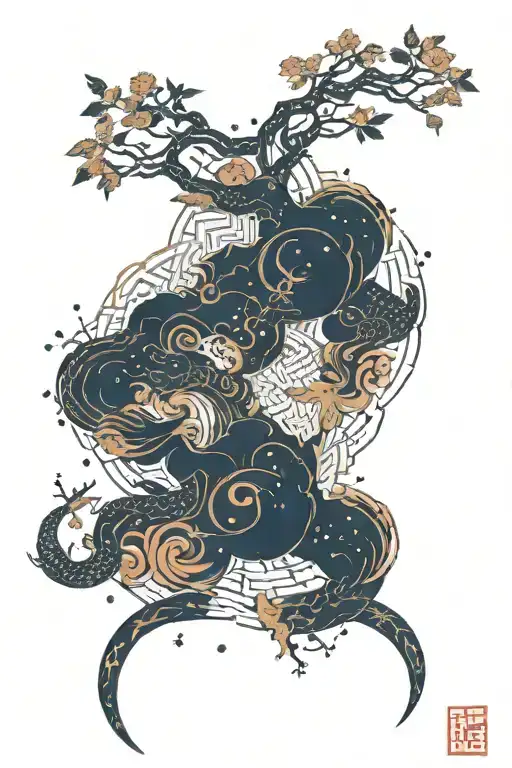 A Gemini Constellation Made Of Intricate Japanese Patterns