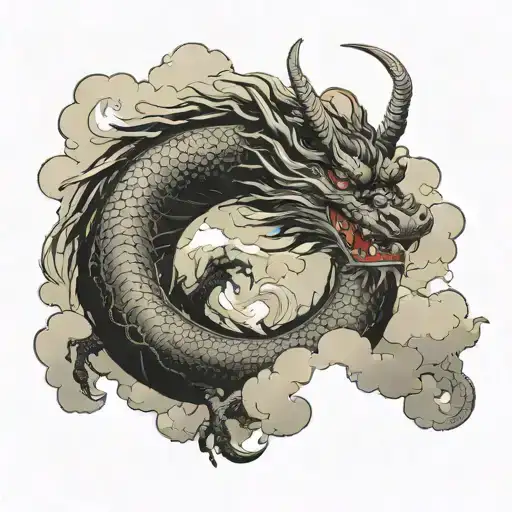 Dragon Floating In The Clouds