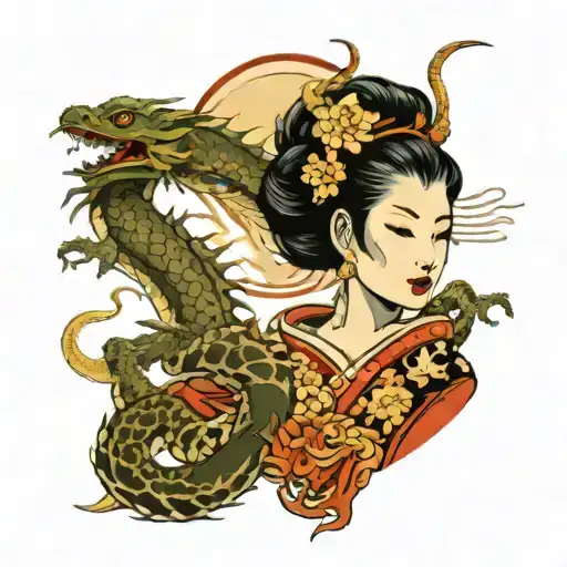 Geisha And Dragon