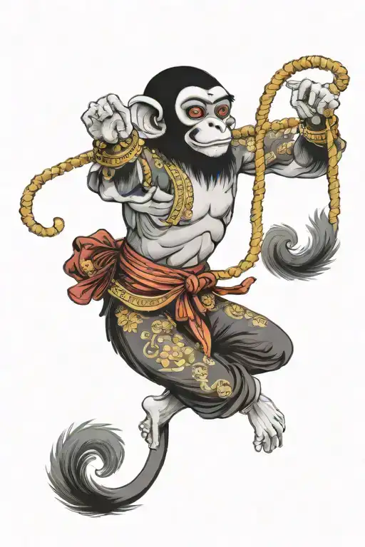 Monkey Krishna 6 Arms Wide Open