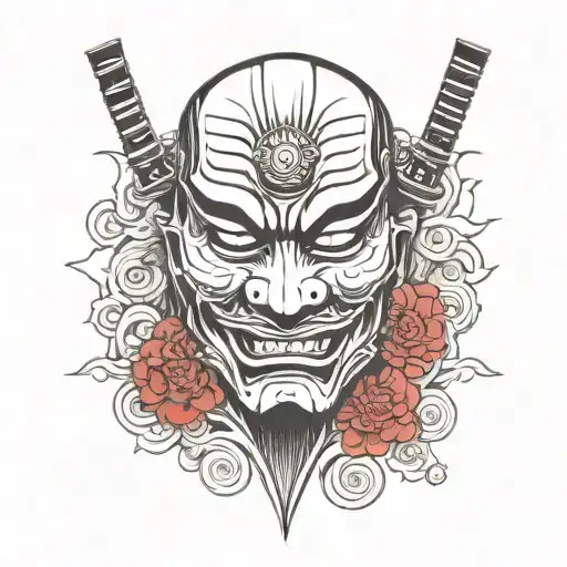 Samurai Mask And Rising Sun
