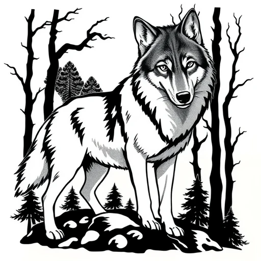Wolf pack in the woods Tattoo idea
